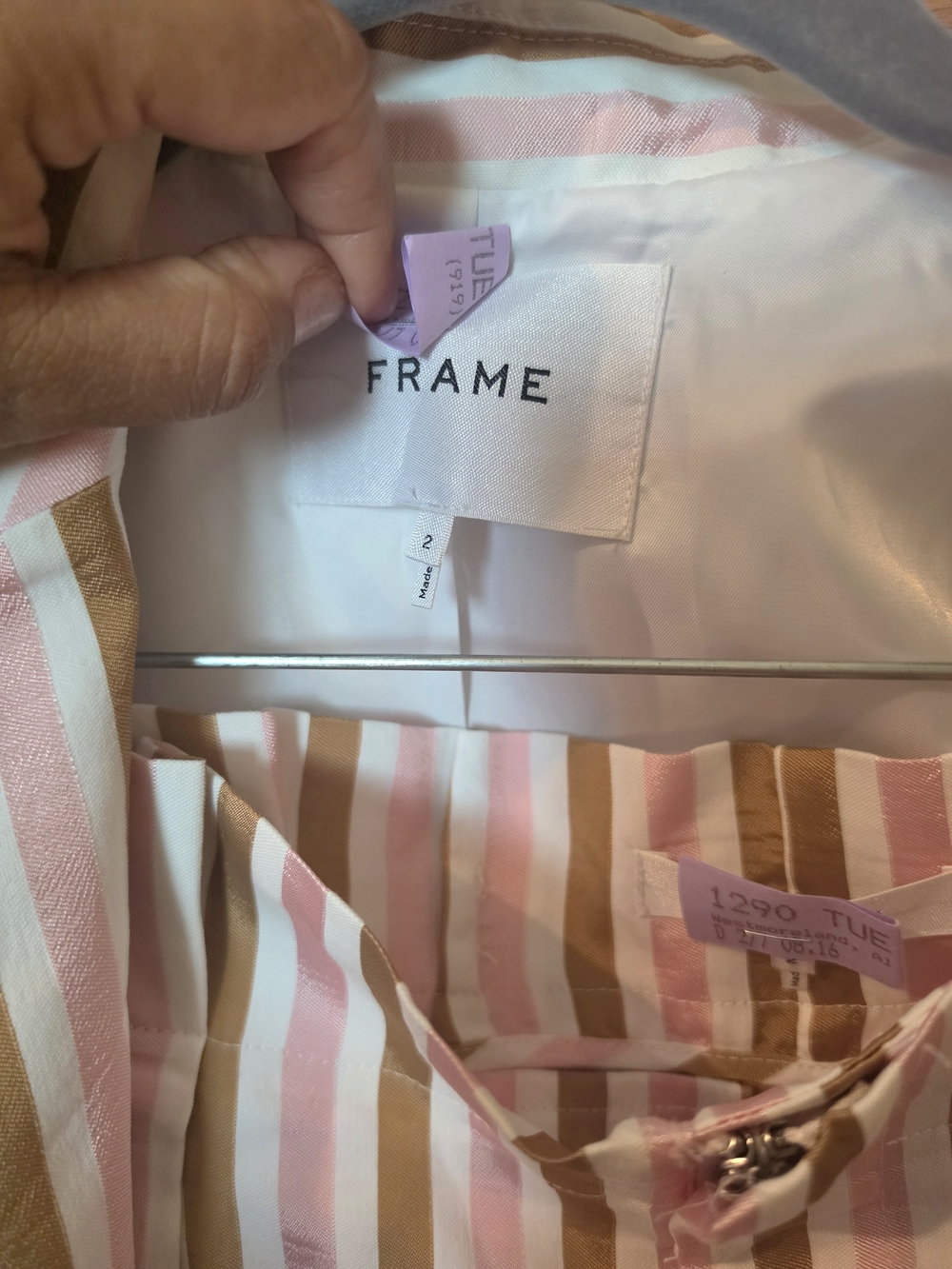 FRAME Cotton Blend Awning Striped Short Suit Set - Blazer & Shorts NWT
